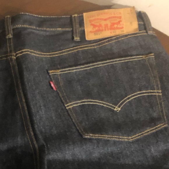 Levi’s Strauss 501 Buttons Fly Original Jeans Shrink-to-Fit Dark-blue Size 42X32 - Picture 6 of 10